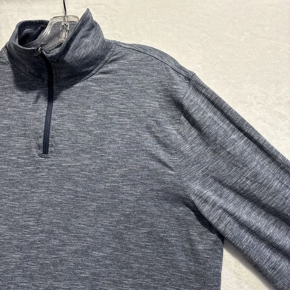 J Crew Performance 1/4 Zip Shirt Navy Heather Long Sleeve Pullover Men's Large